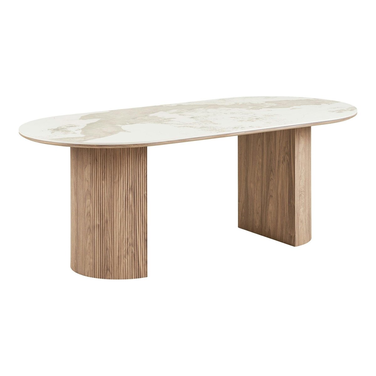 Table ovale en céramique blanche marbrée 210 cm PRATO blanc, PIER IMPORT