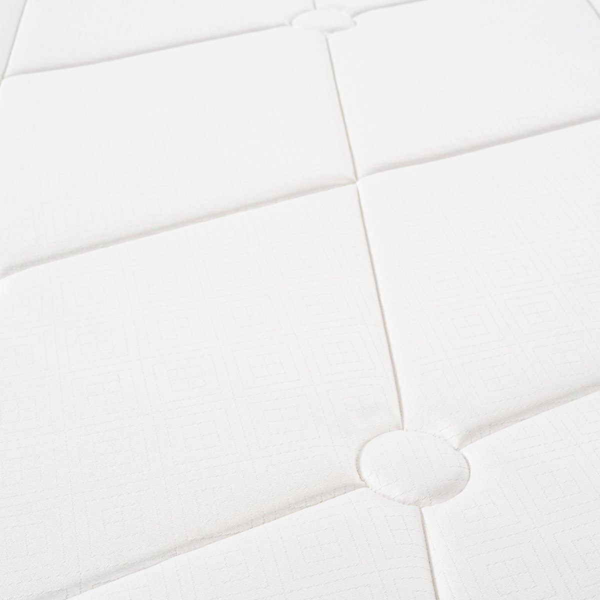 Ensemble literie matelas ressorts L’ÉCHAPPÉE, sommier Escale Ferme et pieds blanc, EPEDA