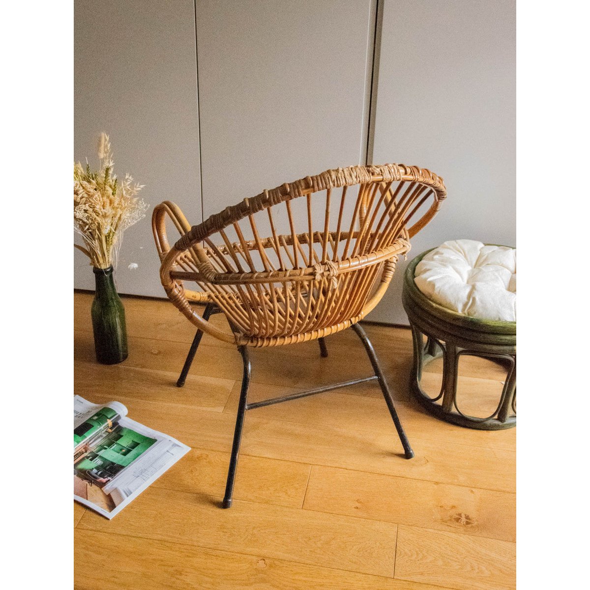 Fauteuil en rotin et métal noir Ernest N°710 - Bon état noir - comme neuf, DEBONGOUT