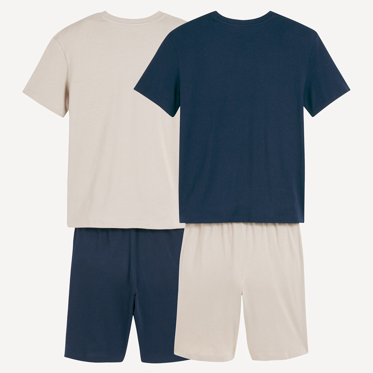 Lot de 2 pyjashorts coton, imprimé montagne bleu marine + beige, LA REDOUTE COLLECTIONS