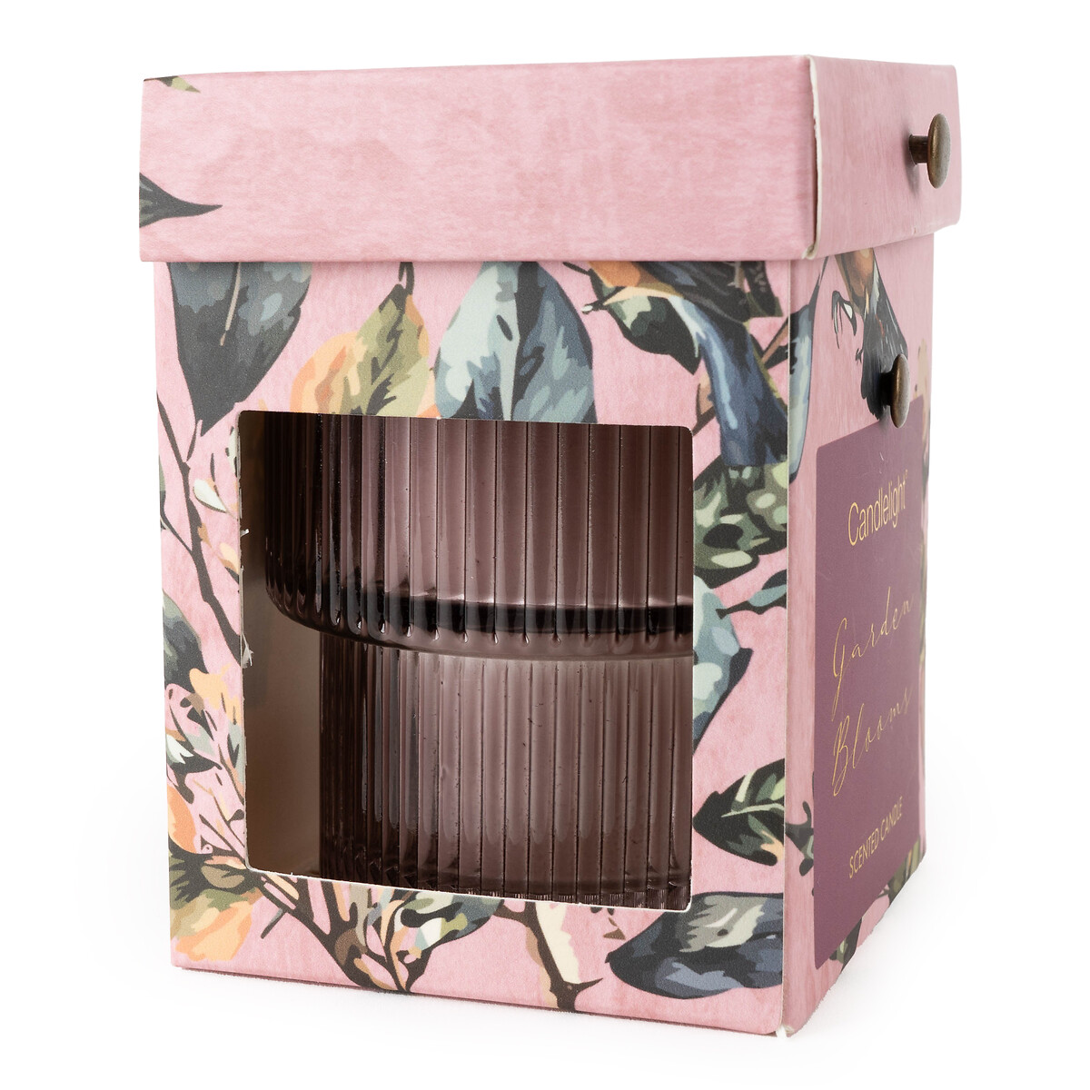 Small Garden Blooms Ridged Glass Candle blue, SO'HOME