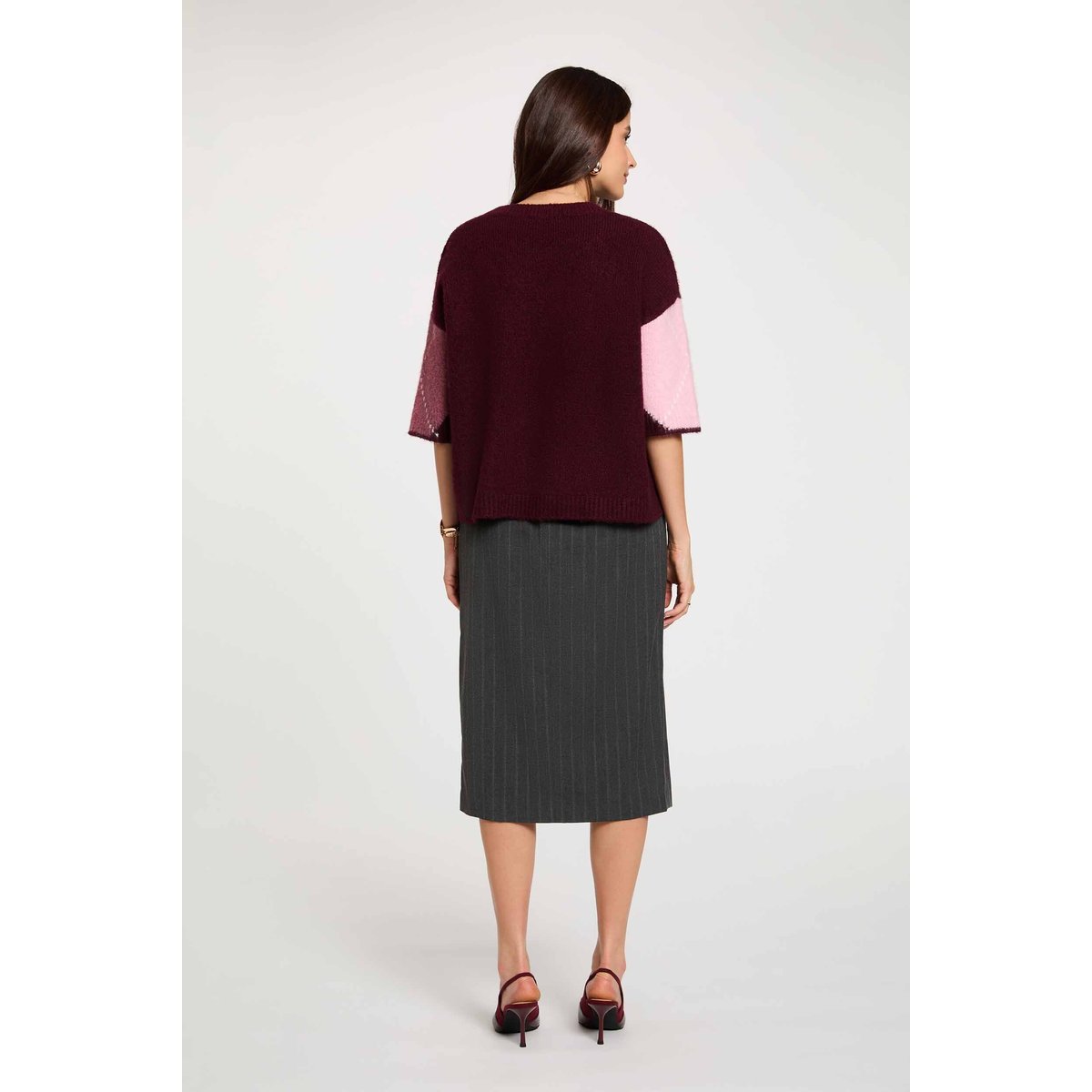 Pull jacquard col rond prune, MORGAN