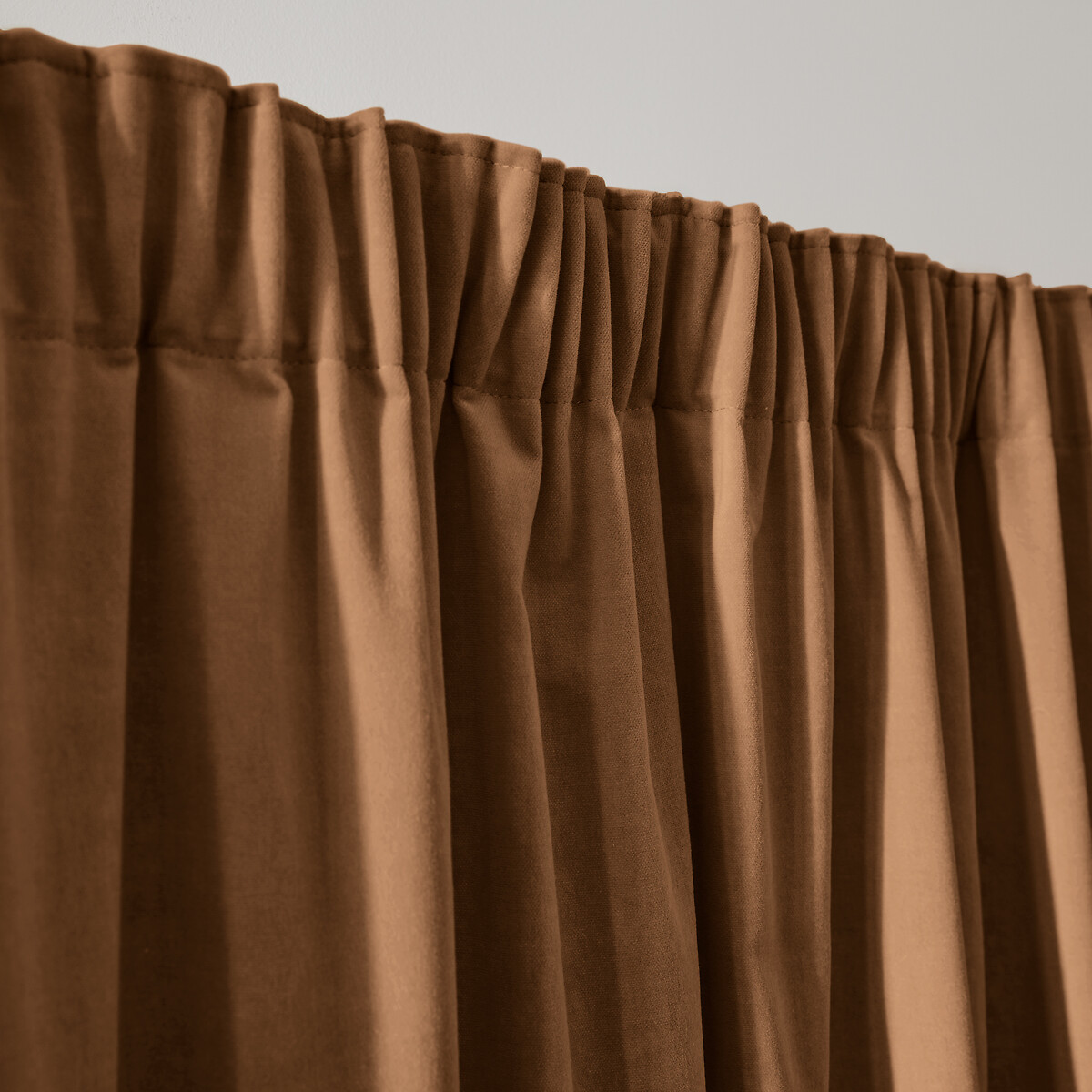Rideau en velours, à galon fronceur et wave, VELVET tabac, LA REDOUTE INTERIEURS