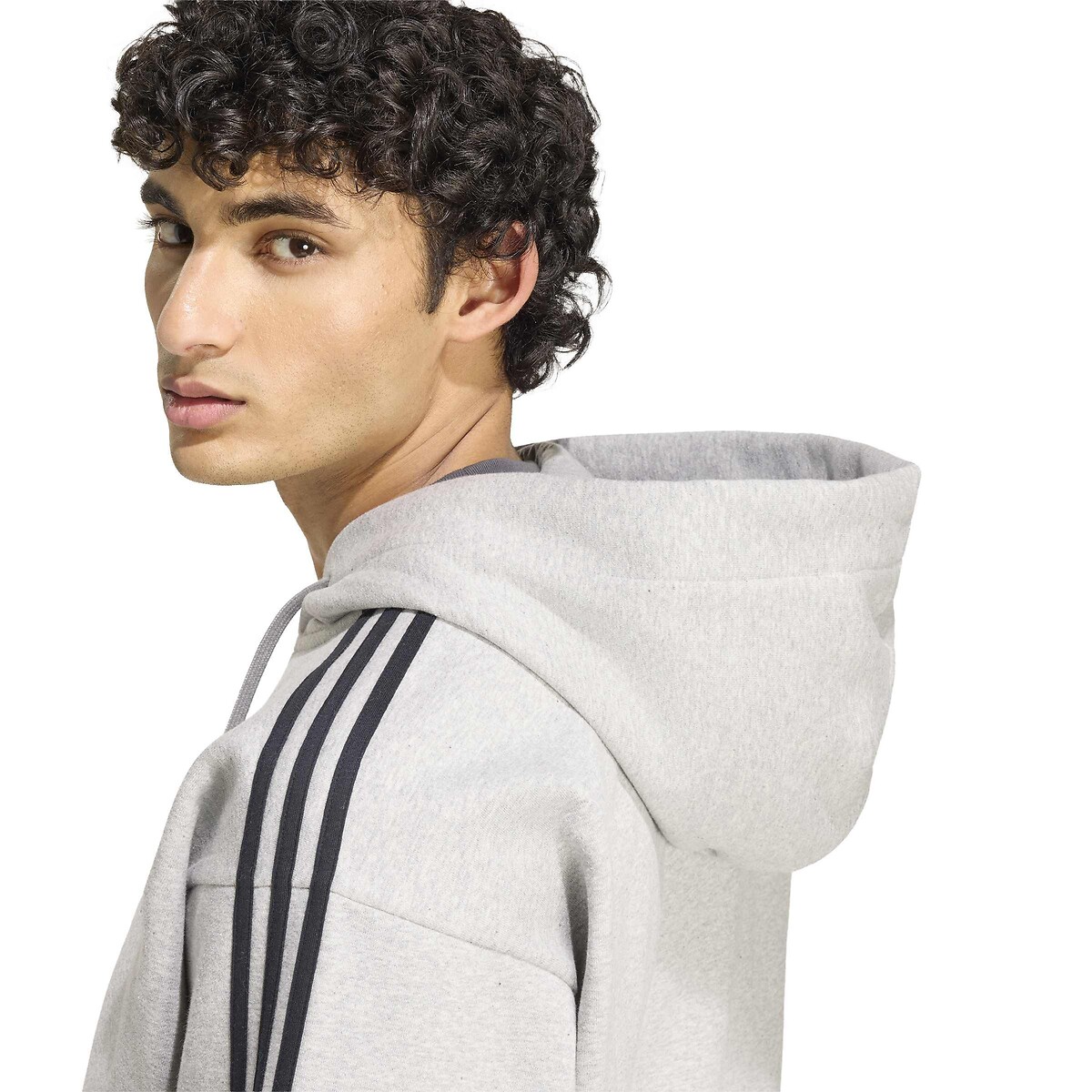 Sweat zippé à capuche, ESSENTIALS gris chiné, ADIDAS SPORTSWEAR