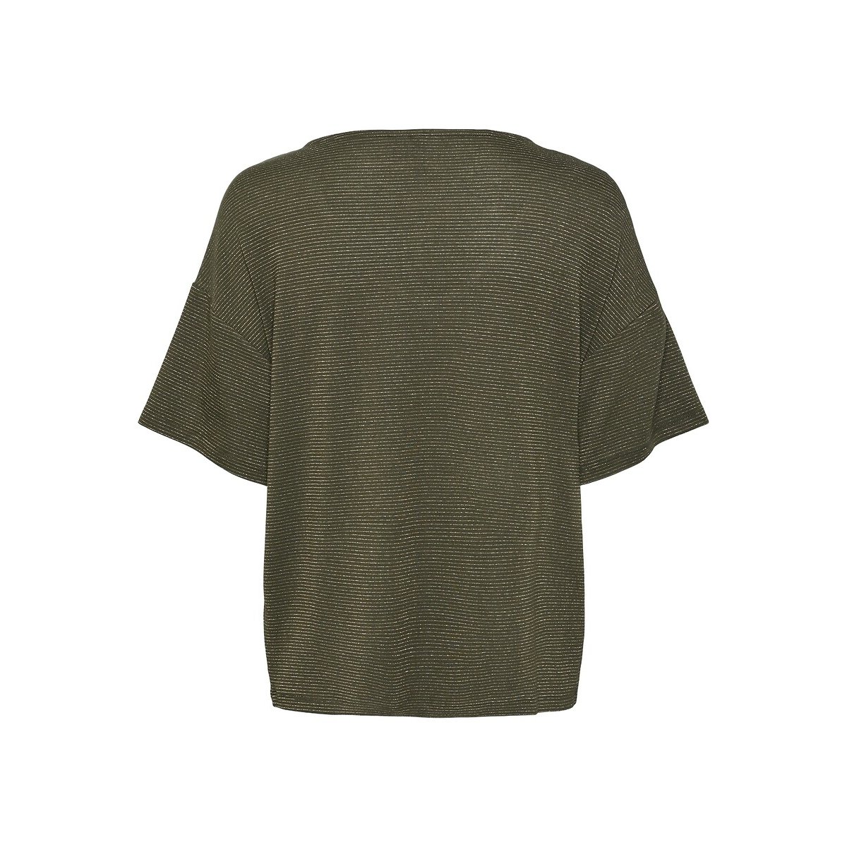 T-shirt oversized à fines rayures brillantes kaki, PIECES