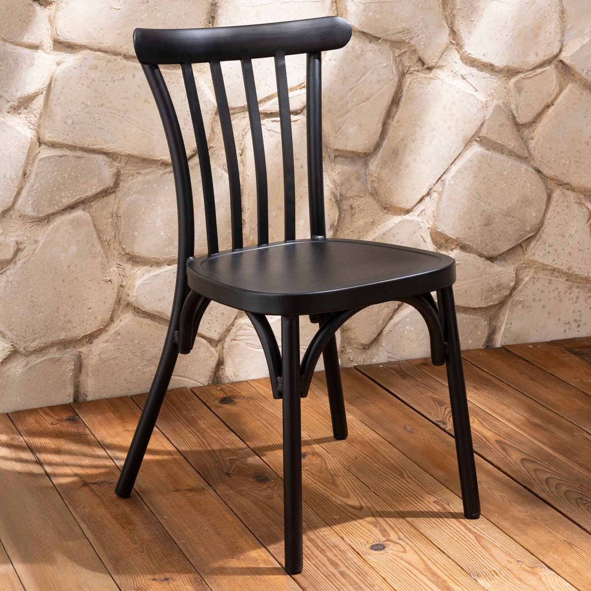 Chaise de terrasse en aluminium, BRAGA noir, OVIALA