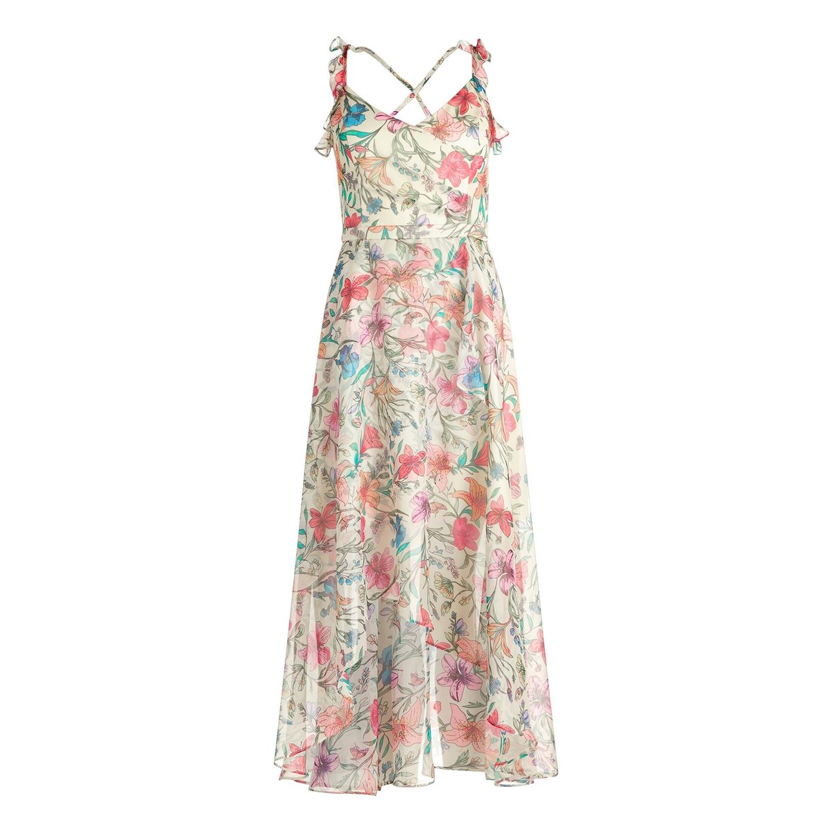 Robe de soirée à volant yellow/green, VERA MONT