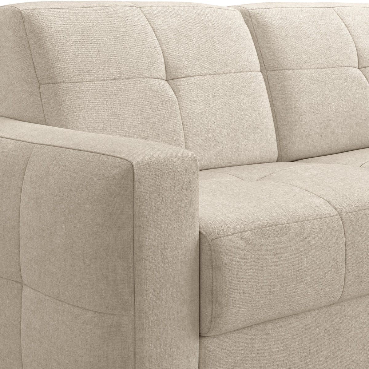 Canapé capitonné convertible 3 places en tissu chenille - ouverture express - CASSIAN beige, HOMIFAB