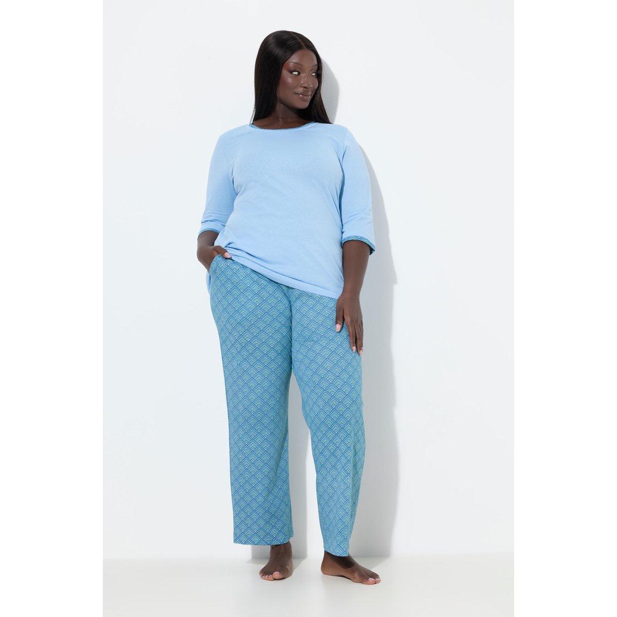 Pyjama deux pièces à motif bleu eau, ULLA POPKEN