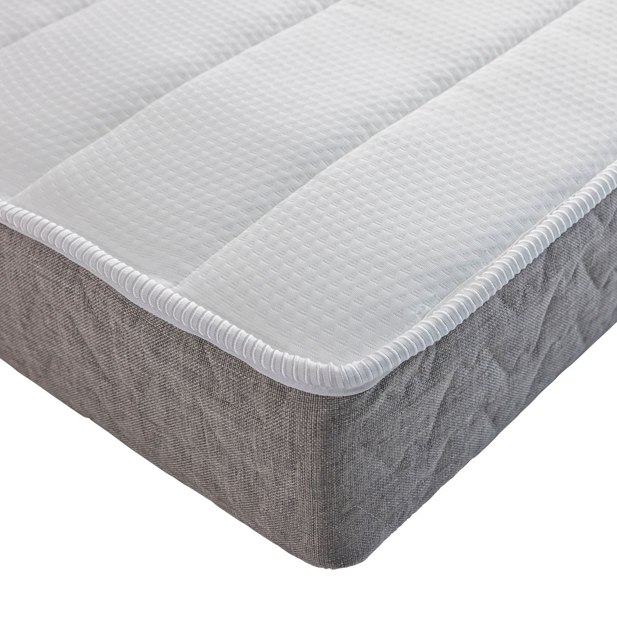 Matelas ressorts 18 cm, sommier gris silex, pieds Poésie - Poésie blanc, TERRE DE NUIT