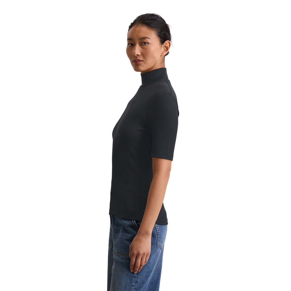 T-shirt à col roulé slim en TENCEL™ Modal bleu foncé, MARC O'POLO
