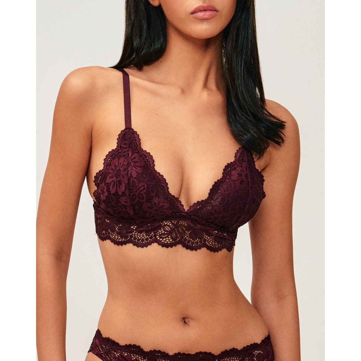 Soutien-gorge triangle paddé en dentelle florale FAVORIZ marron, UNDIZ