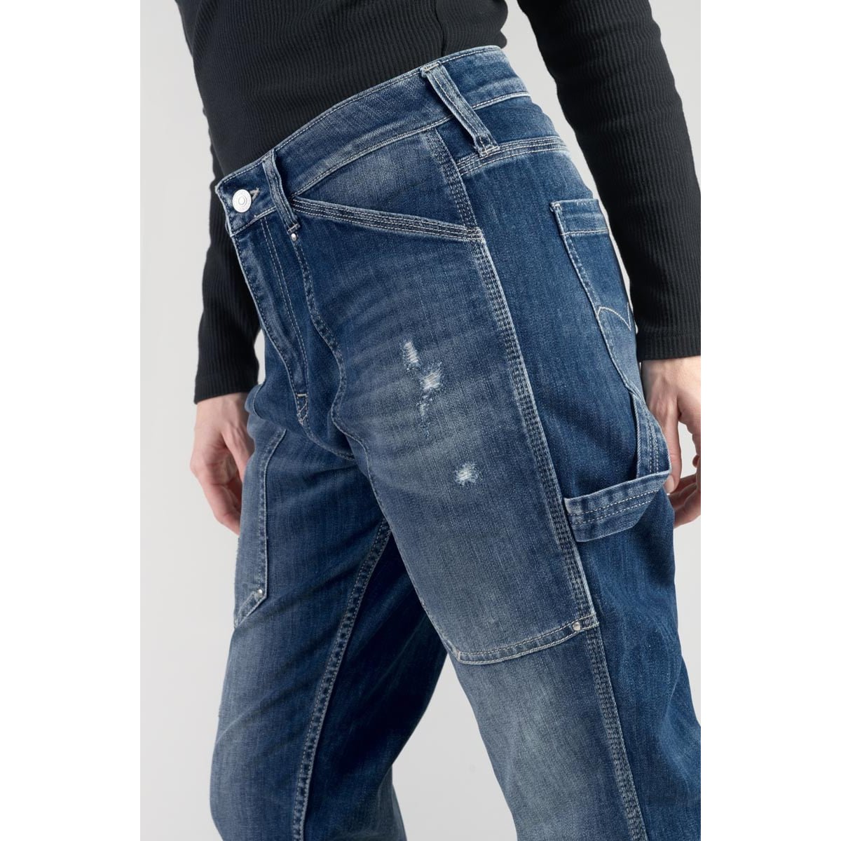 Jeans loose, large 400/60 girlfriend , 7/8ème blue, LE TEMPS DES CERISES