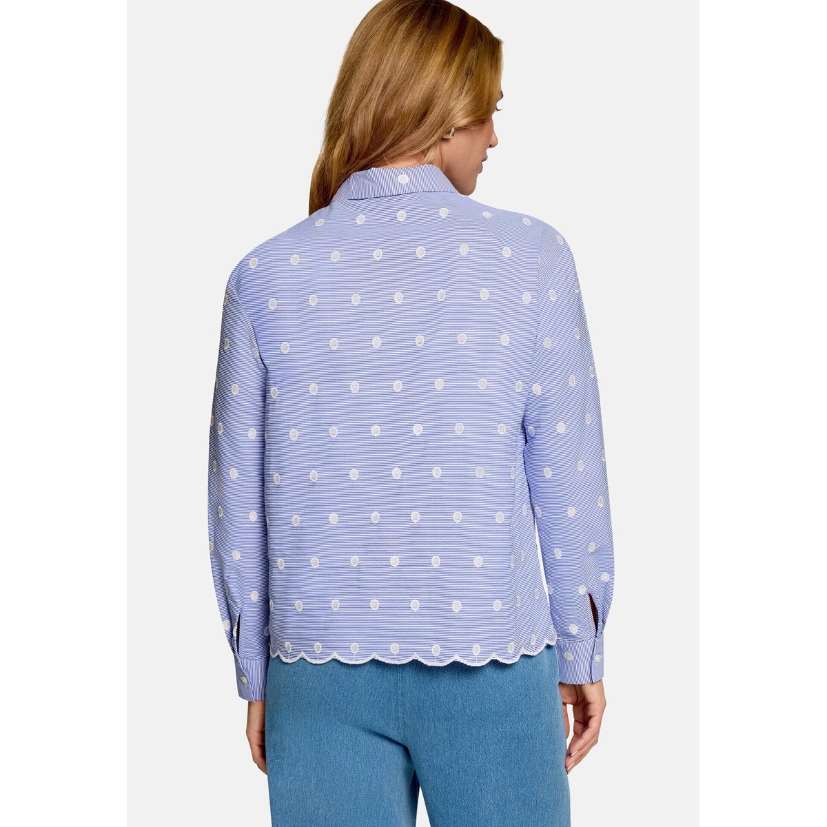 Blouse mit streifen und stickerei bluewhite, ZERO