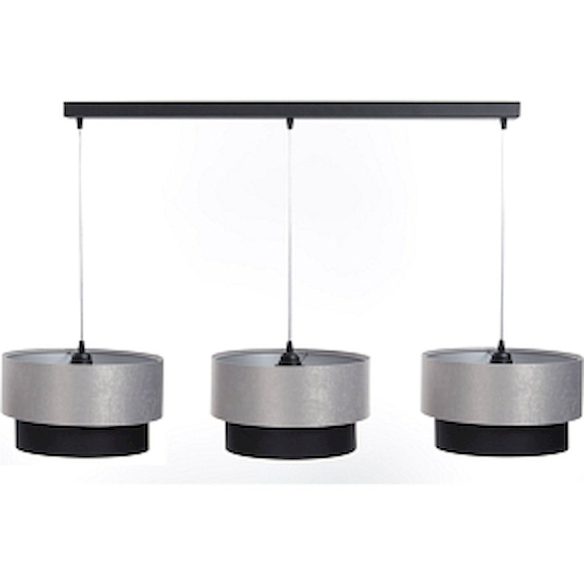 Suspension rectangulaire en tissu, DUO noir et gris satin avec argenté, BPS KONCEPT