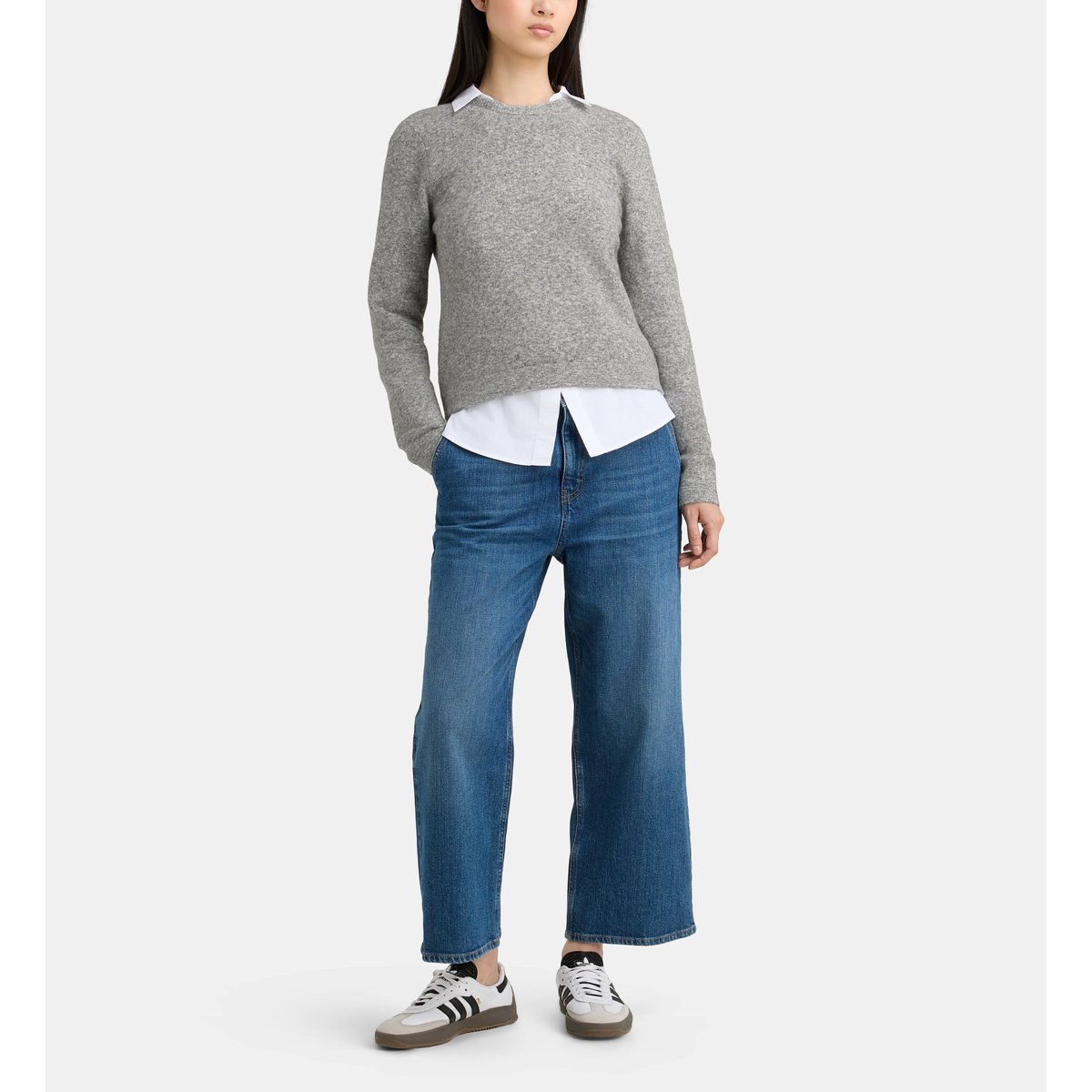 Pull droit flavie r moucheté gris et beige, GALERIES LAFAYETTE