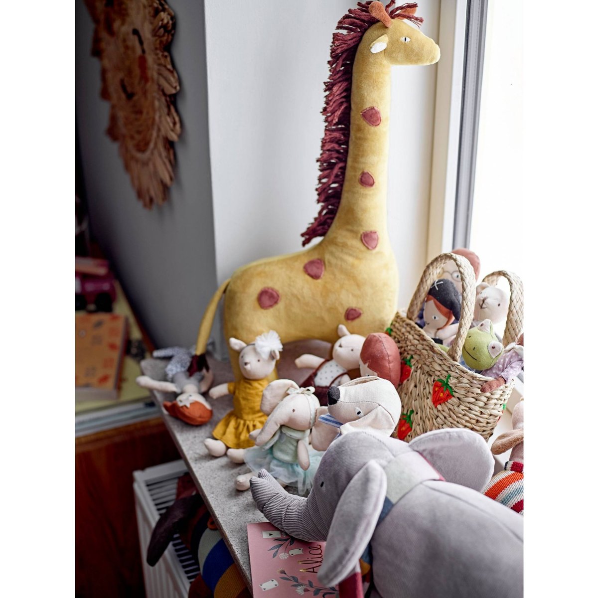 Peluche géante girafe 46 cm couleur unique, BLOOMINGVILLE