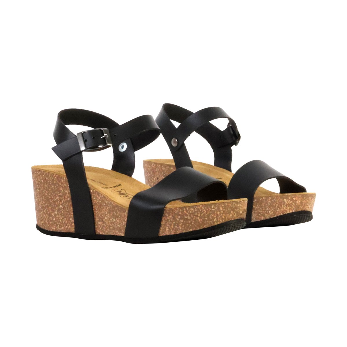 Sandales Compensées Cuir Noga Laura Edge noir, THE DIVINE FACTORY