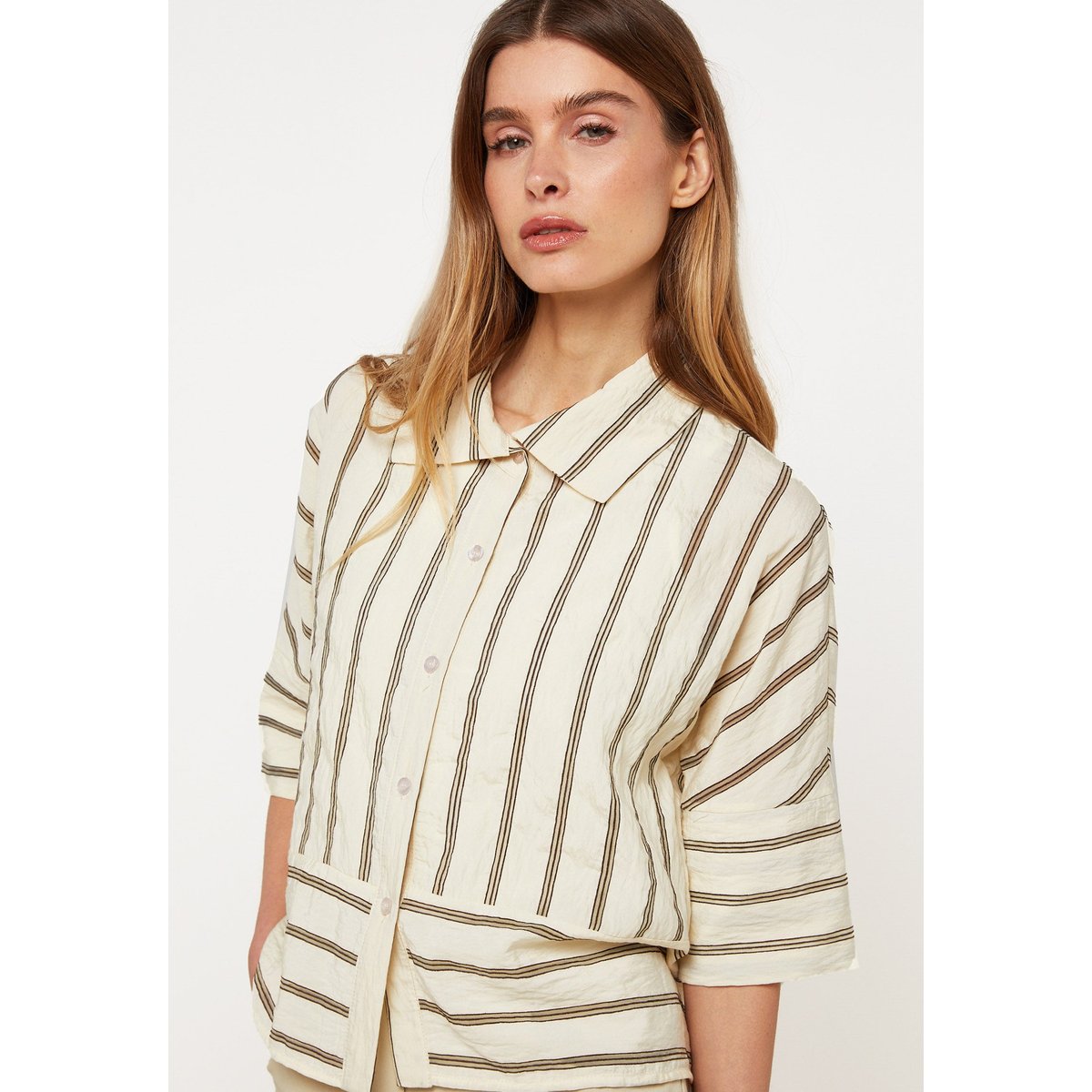 Chemise manches courtes rayée beige, RODIER