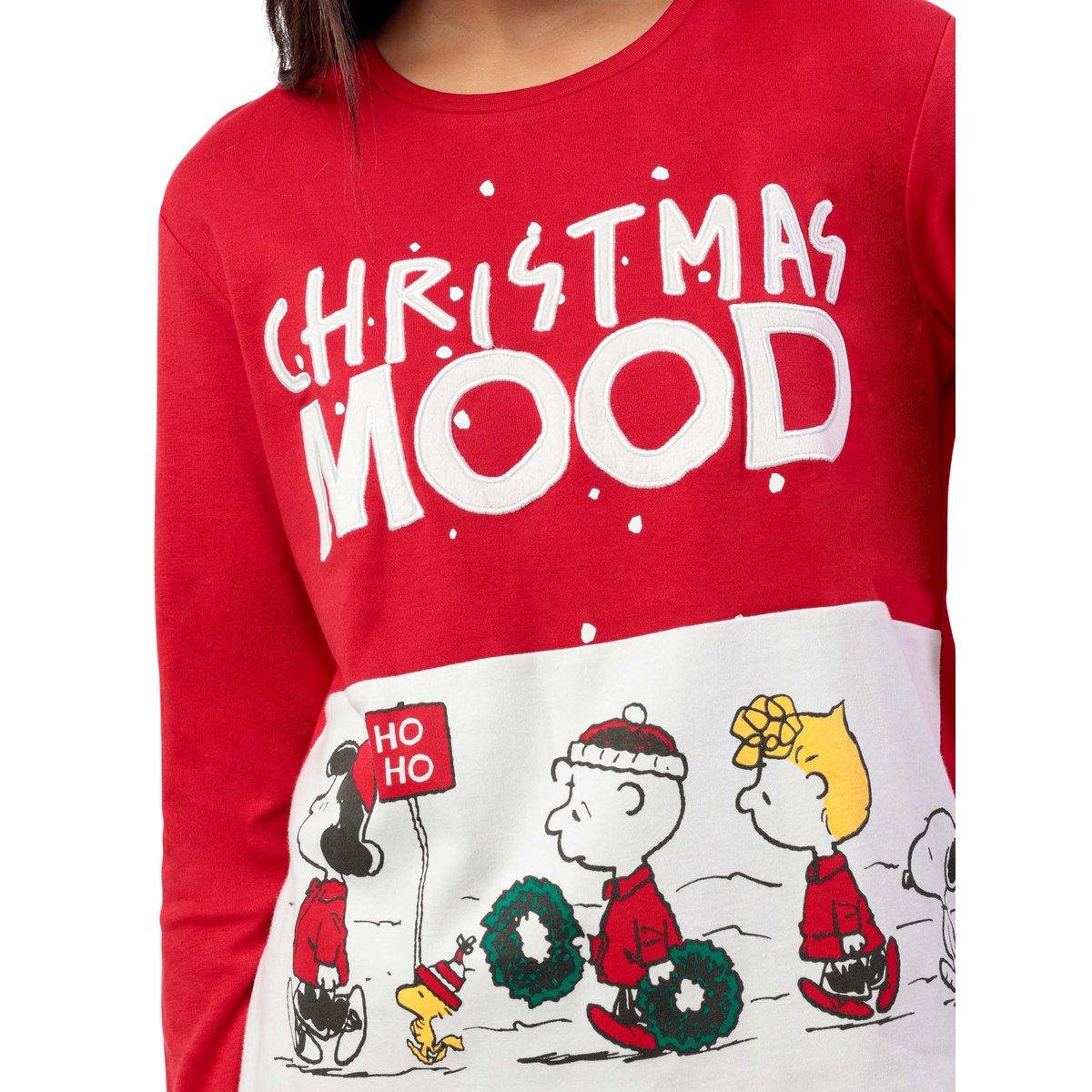 Pyjama pantalon top manches longues Hoho Mood Peanuts rouge, ADMAS