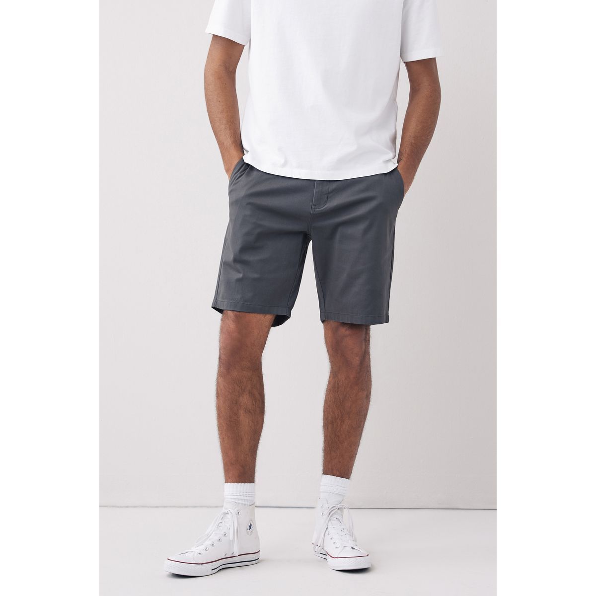 Short Chino Droit Stretch bleu/gris, NEXT