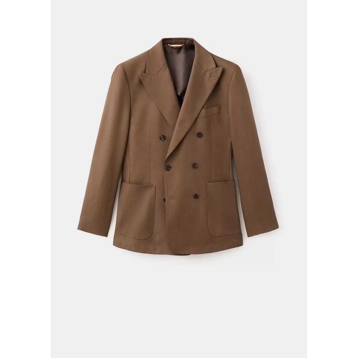 Veste de costume croisée en lyocell et coton tabac, MANGO MAN
