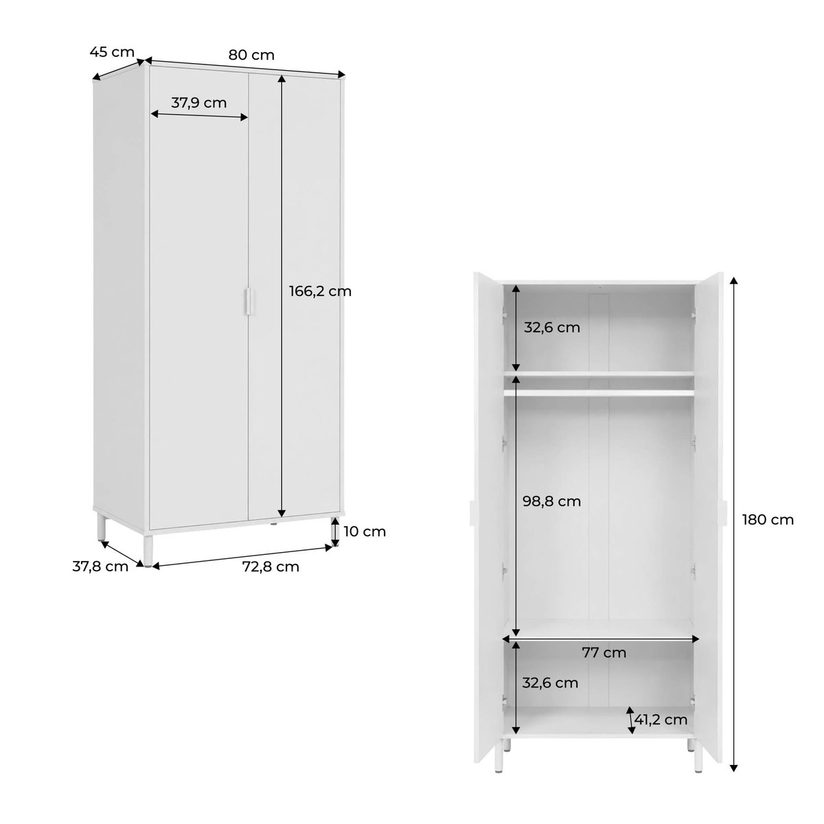 Dressing décor bois et métal 2 étagères 1 penderie ELLIE beige, SWEEEK
