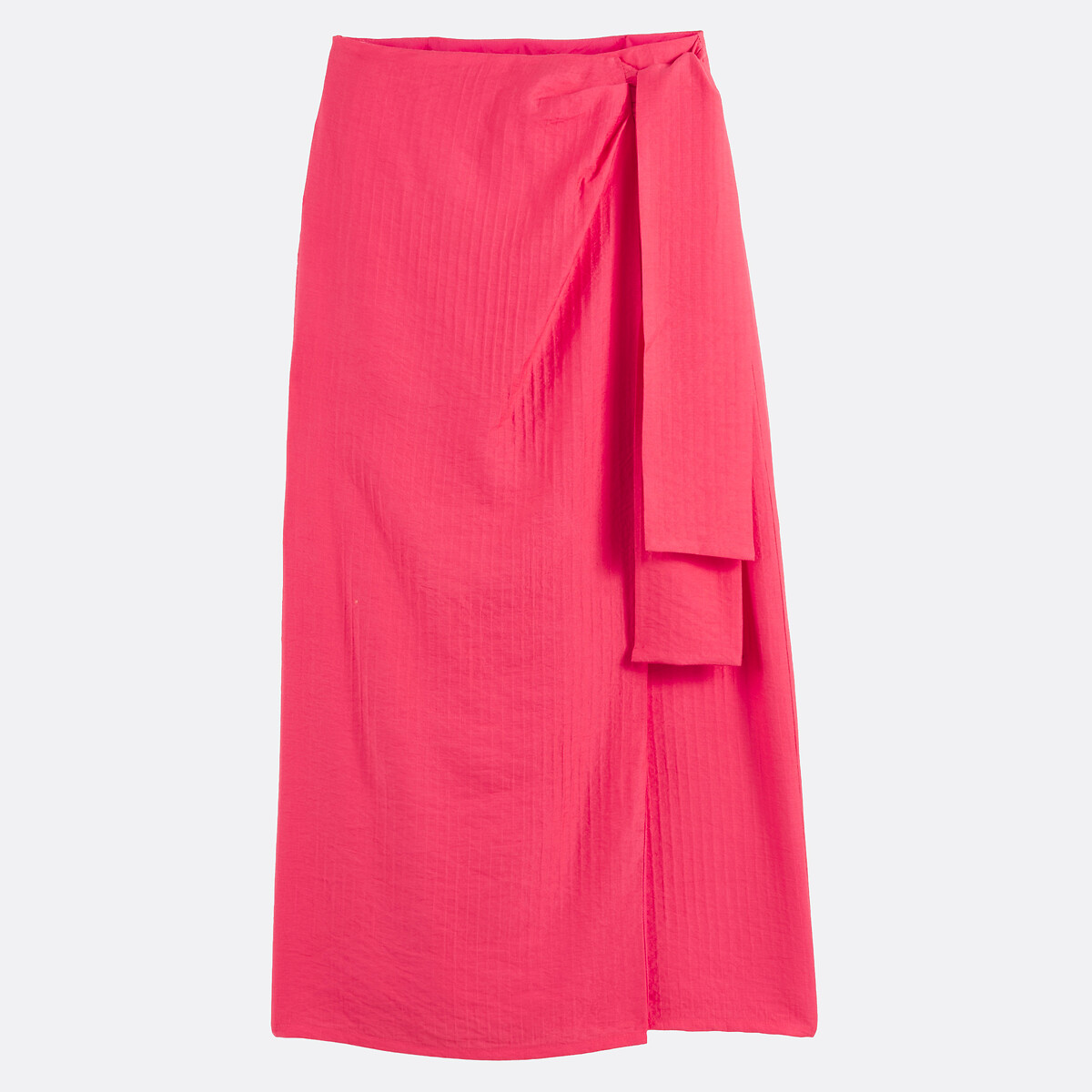 Jupe midi portefeuille à nouer rose fuchsia, LA REDOUTE COLLECTIONS
