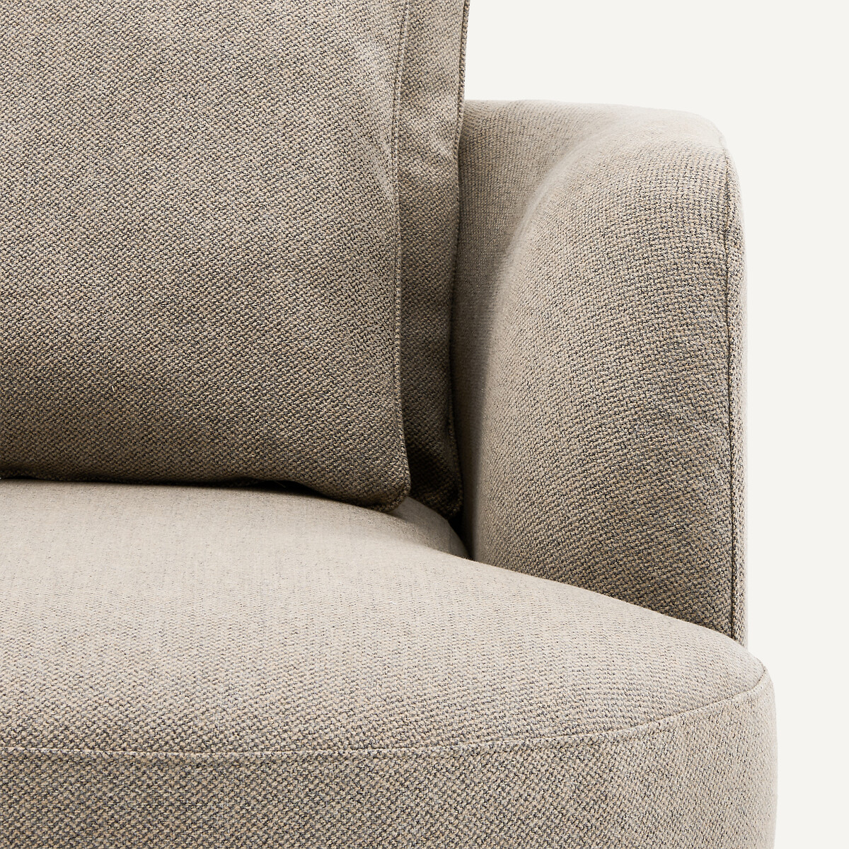 Rechtes, abgerundetes, modulares Halbsofa aus Tweed, TIBERIO natur/hellgrau, AM.PM