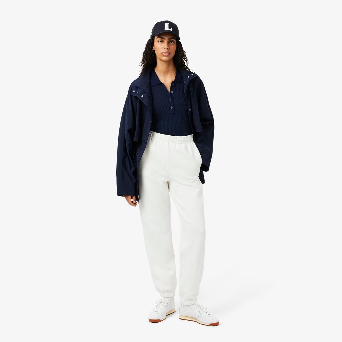Pull col polo laine mérinos maille 3D bleu-166, LACOSTE