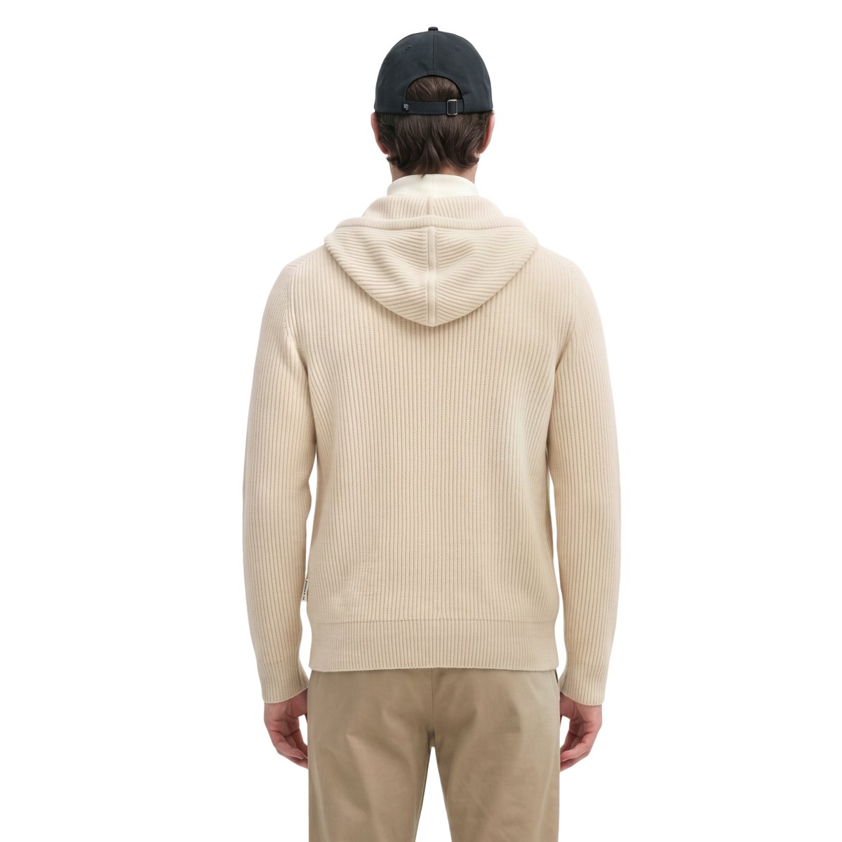 Cardigan à capuche, coupe classique en mélange de laine vierge douce beige, MARC O'POLO