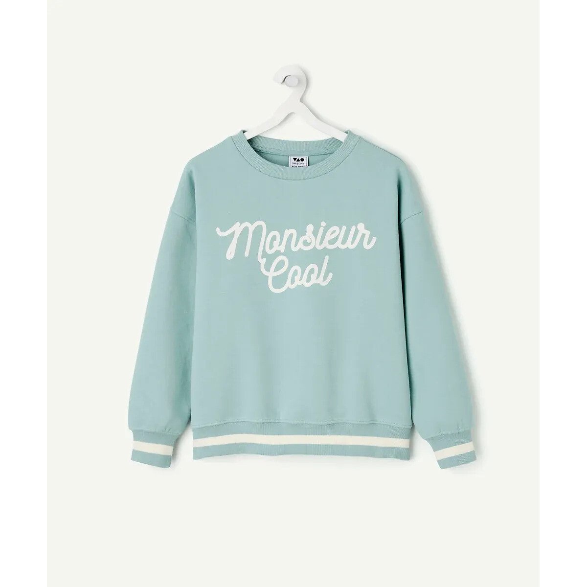 Sweat col rond bleu vert, TAPE A L'OEIL