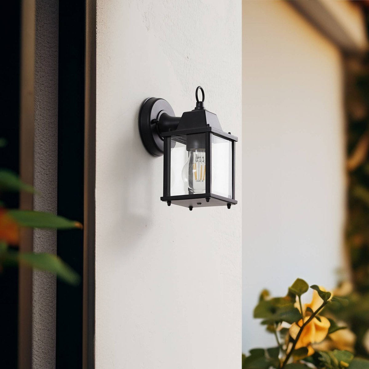 Applique extérieure en aluminium, Rurik noir, transparent, LINDBY