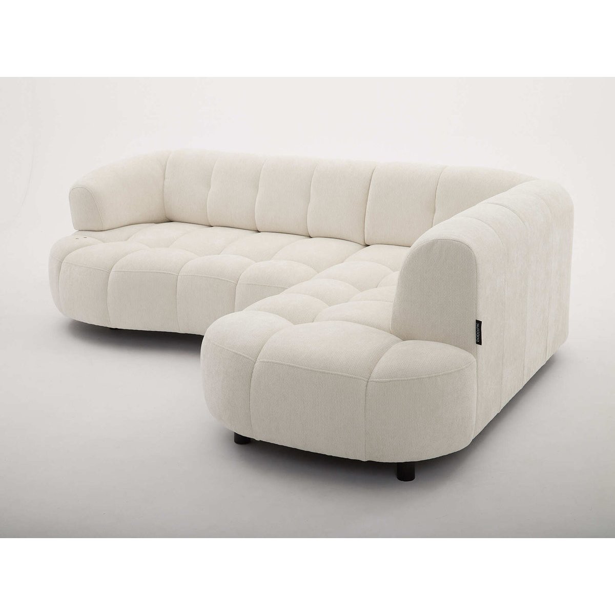Canapé d'angle convertible 3 places en tissu lisse, LOVELY beige, BOBOCHIC