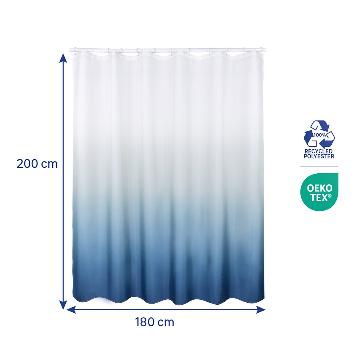 Rideau de douche, TIE & DYE bleu, SENSEA
