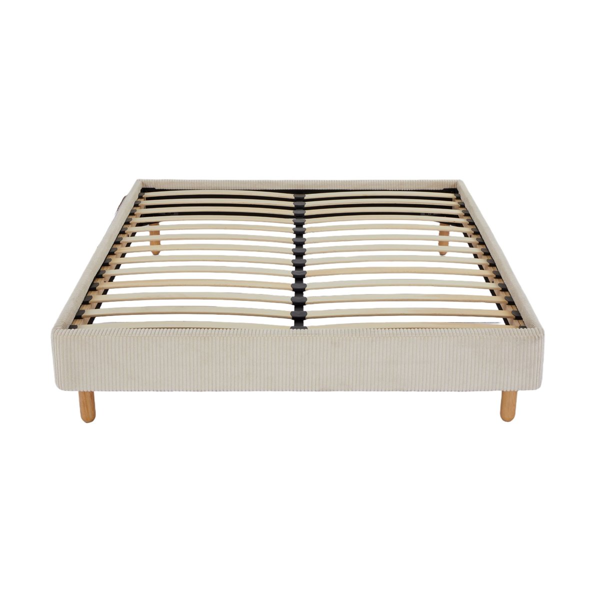 Sommier kit 13 lattes tissu velours côtelé ivoire, TERRE DE NUIT