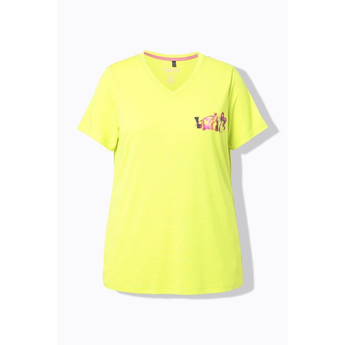 T-shirt technique à col V et manches courtes citron vert, ULLA POPKEN
