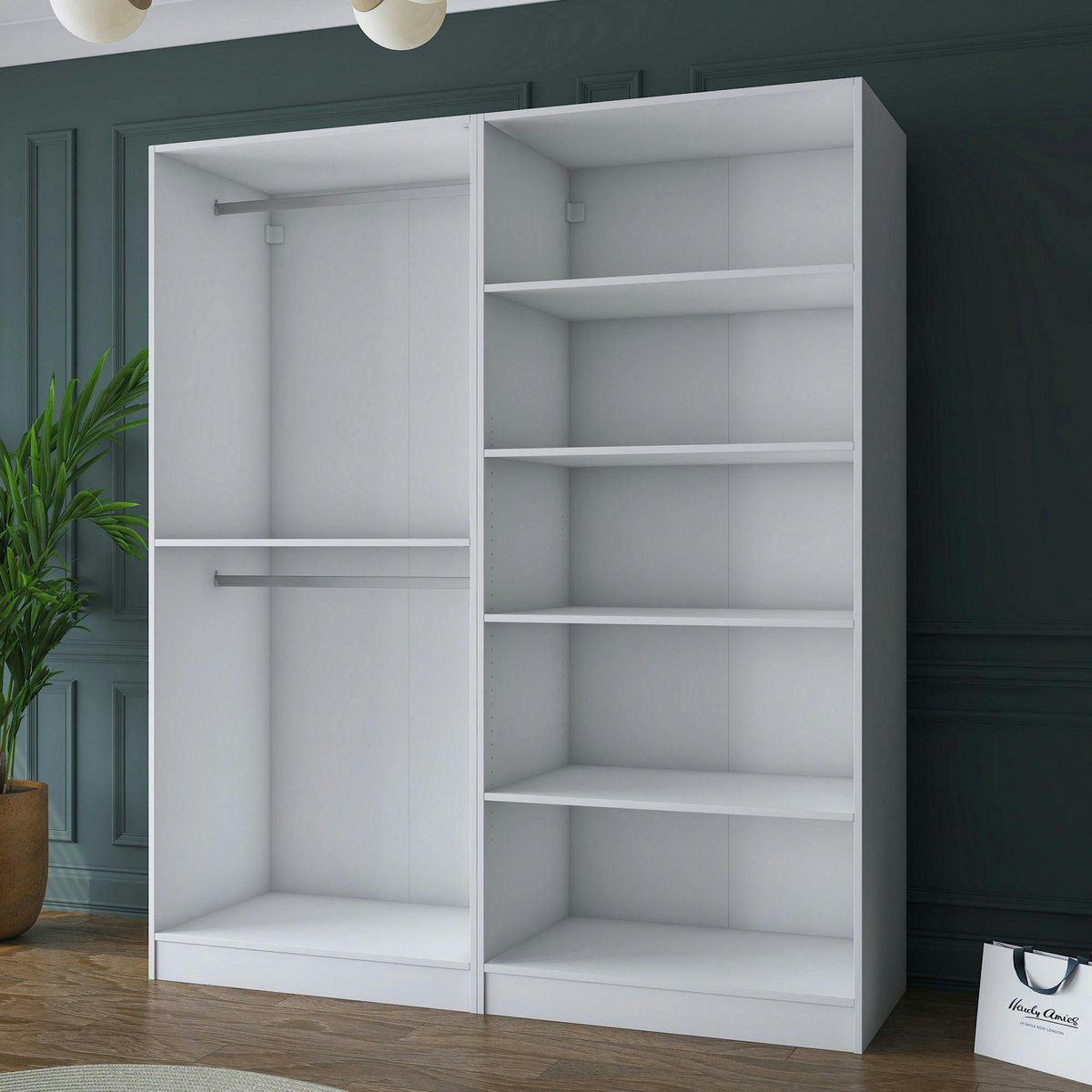 Armoire penderie blanche 4 portes poignées verticales BYRON blanc, PIER IMPORT