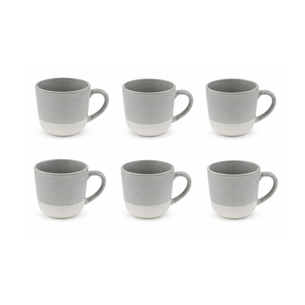 Lot de 6 tasses, TERRE DE SIENNE gris, ARTIME