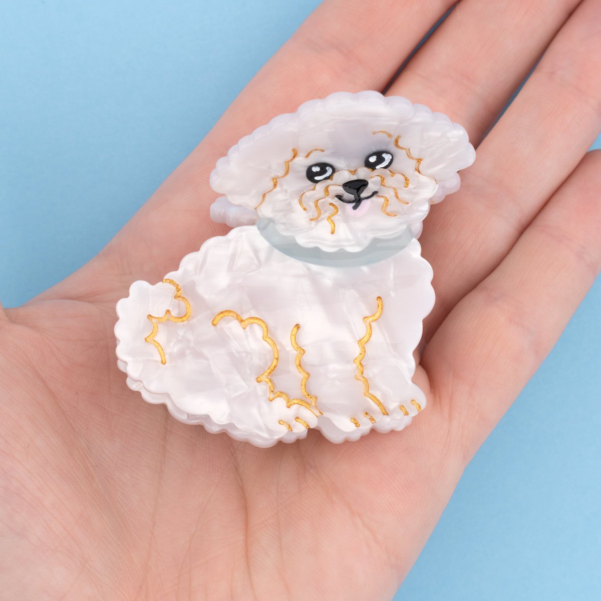 Pince à cheveux BICHON blanc nacré, COUCOU SUZETTE