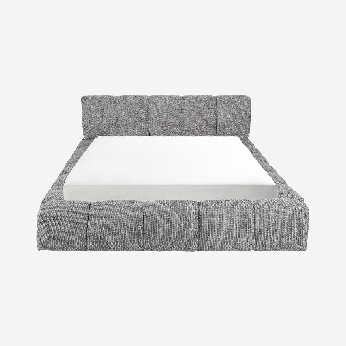 Lit coffre en tissu chenille SETANA gris, HABITAT