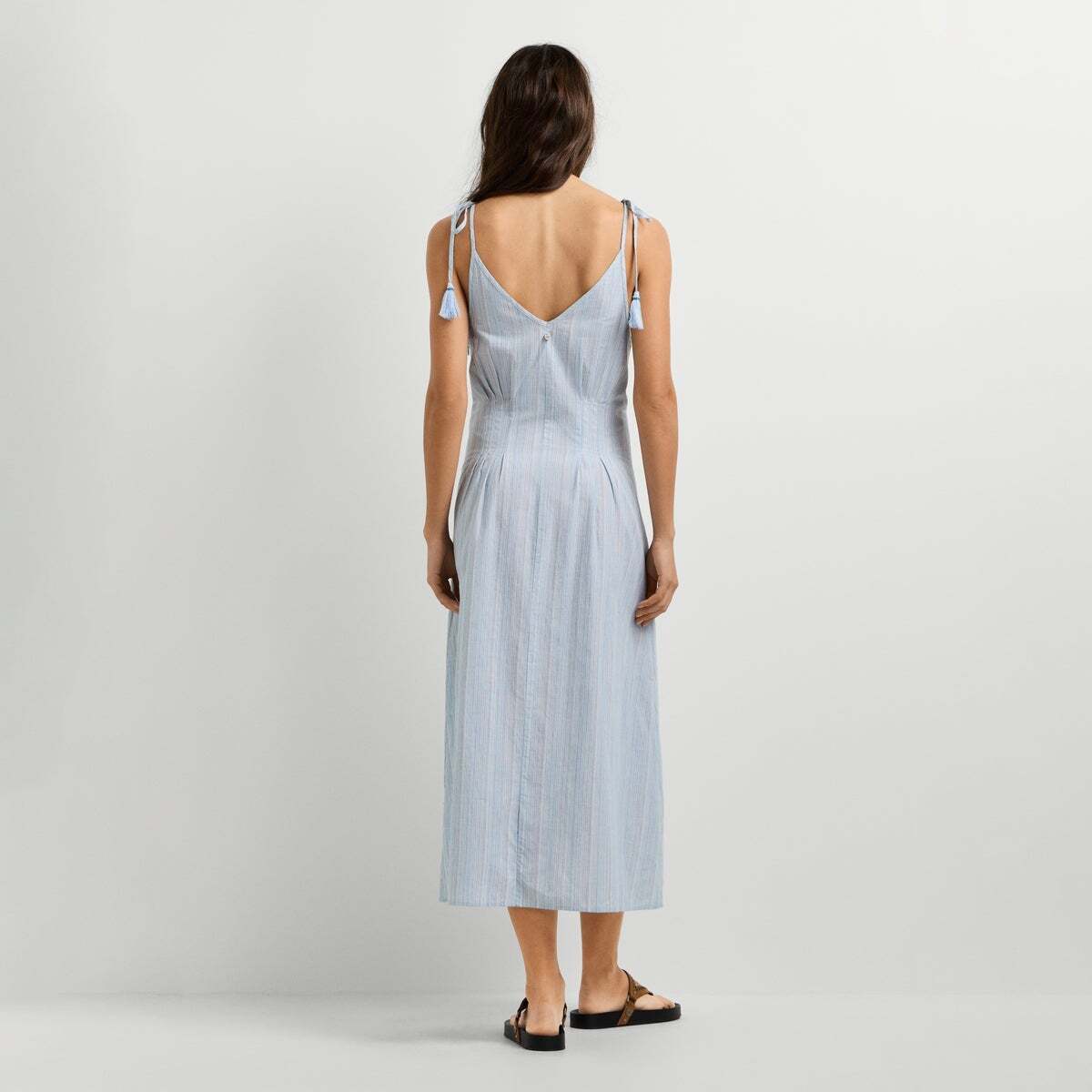 Robe Midi À Rayures bleu mer tempête, PEPE JEANS