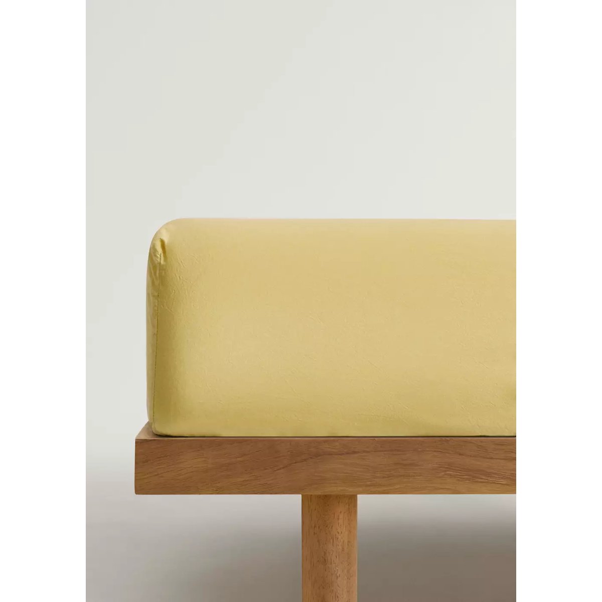 Drap-housse enfant coton lavé lit 90 cm moutarde, MANGO HOME
