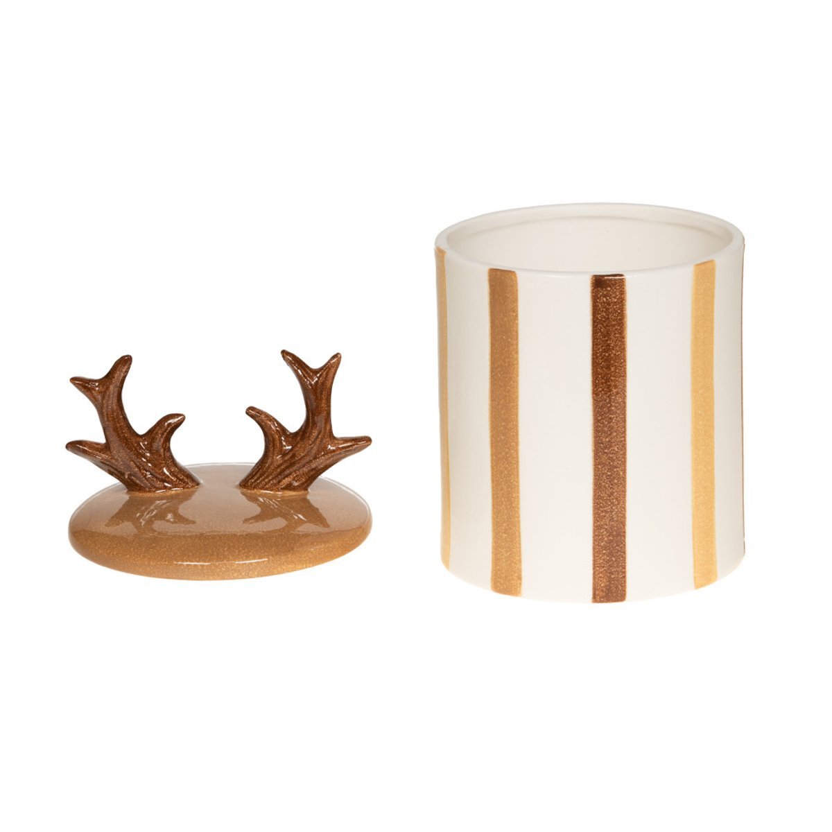 Boîte cerf en céramique H20 cm blanc, AMADEUS