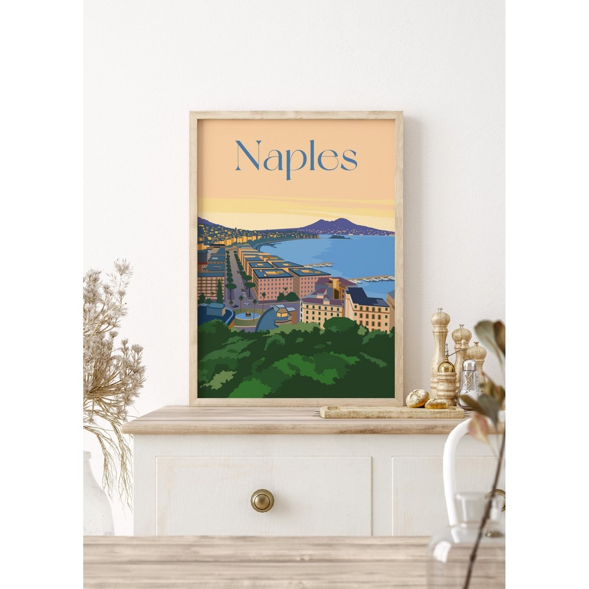 Affiche ville Naples blanc, L'AFFICHERIE