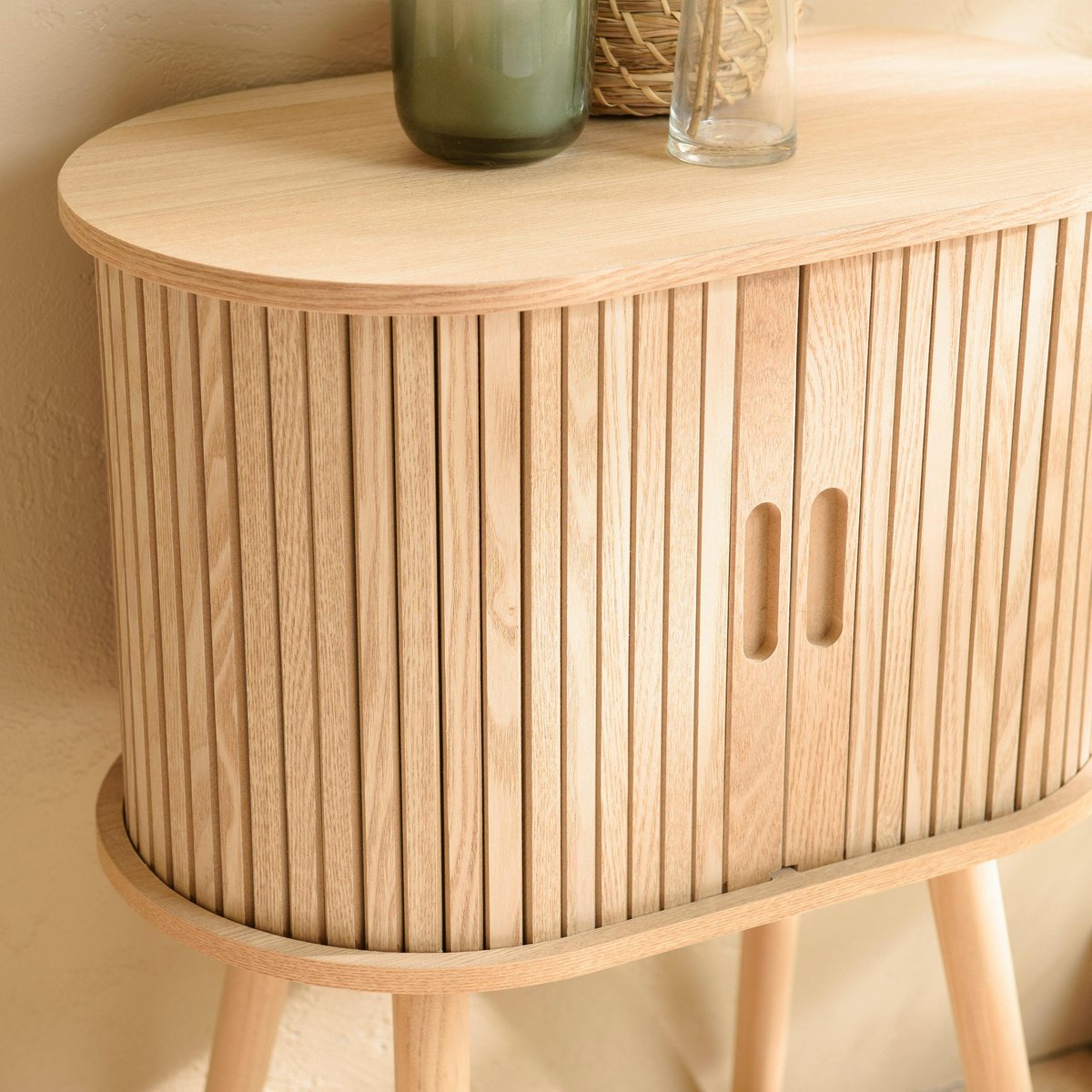 Meuble de rangement ovale en bois couleur naturelle CASTILLE bois naturel, PIER IMPORT