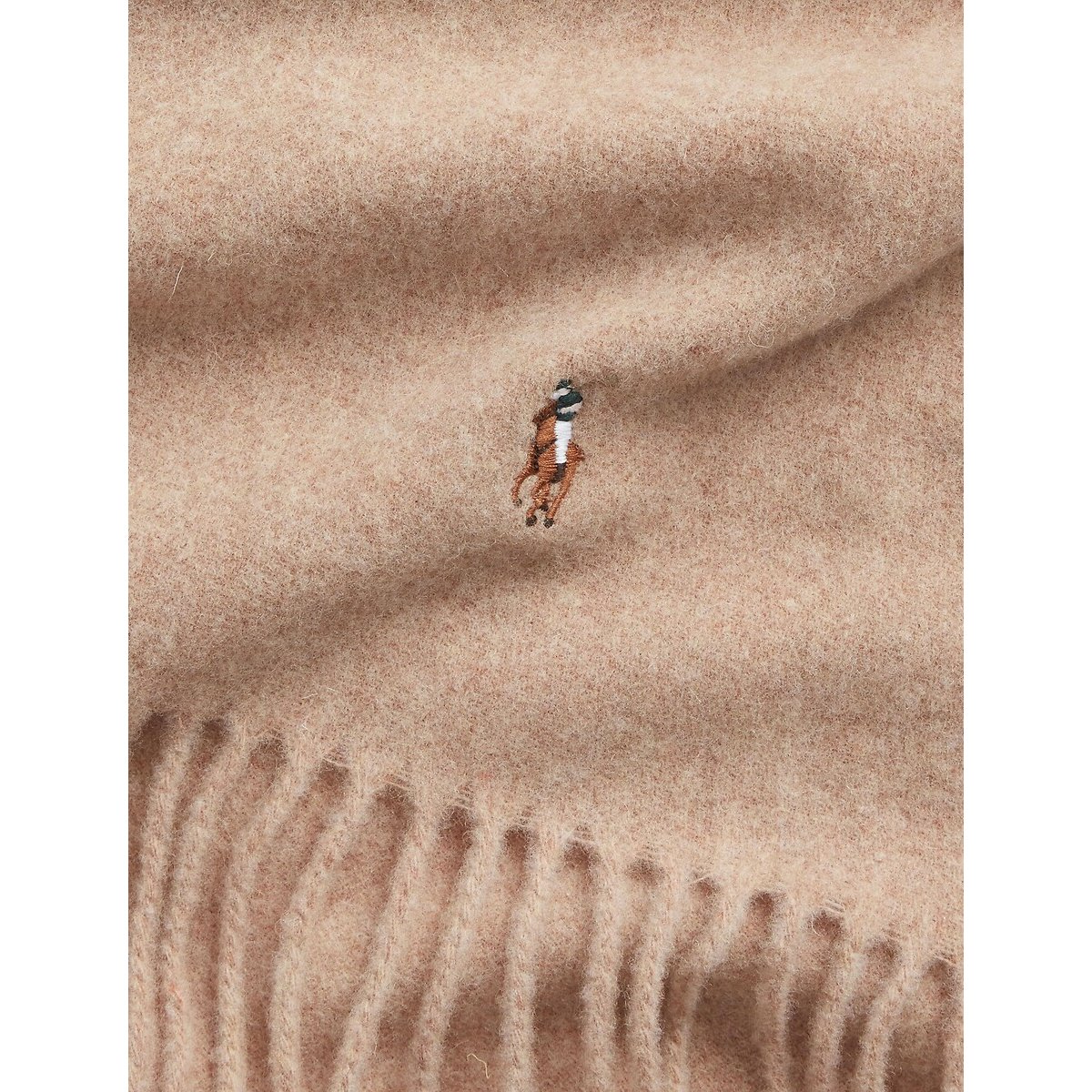 Écharpe à franges, en laine marron chiné, POLO RALPH LAUREN