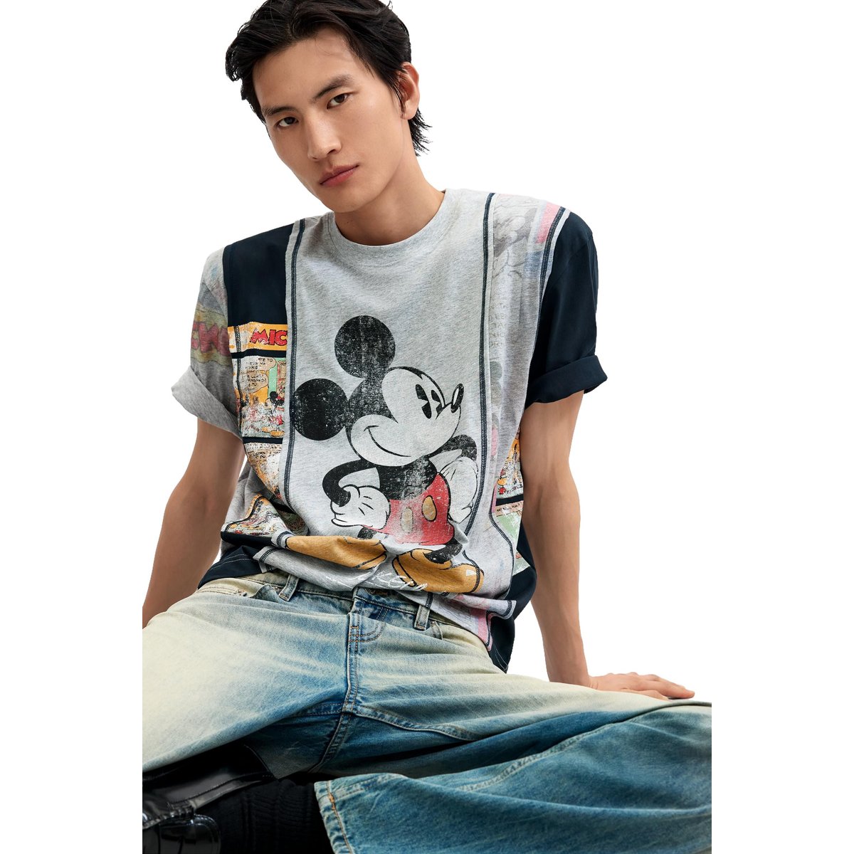 T-shirt collage Mickey™ bleu, DESIGUAL