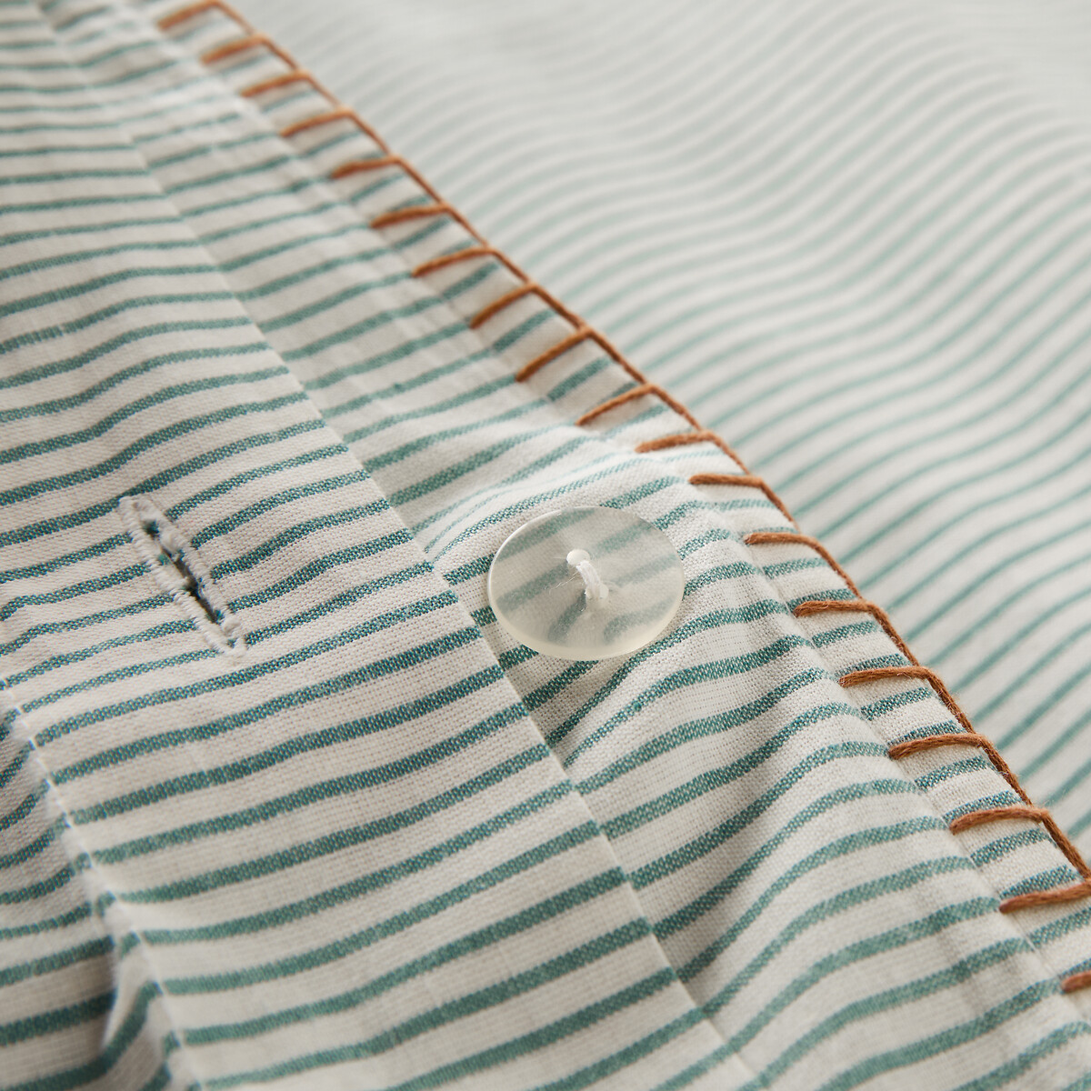 Gillian Washed Cotton Duvet Cover blue striped, LA REDOUTE INTERIEURS