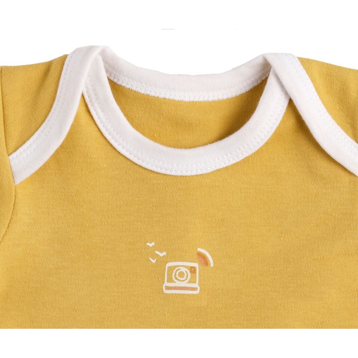 Bodies bébé en coton à manches courtes lot de 3 jaune/blanc, SAUTHON